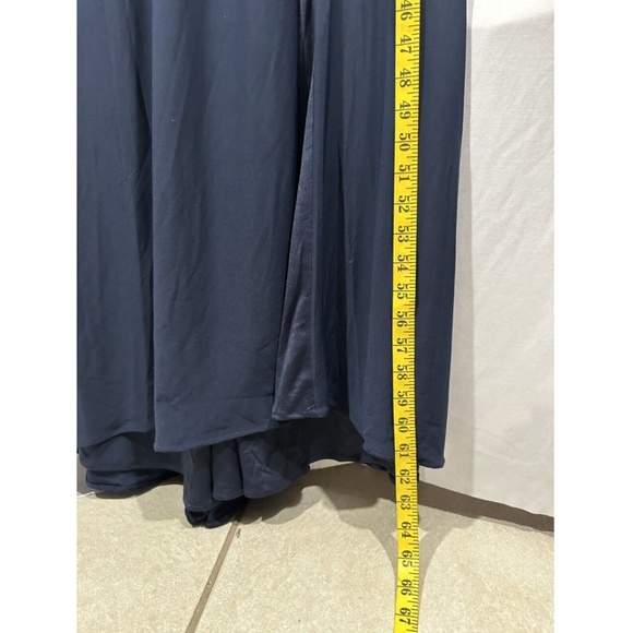 NEW $298‎ IEENA by Mac Duggal [ 12 ] Cap Sleeve V-Neck Jersey Gown in Navy - Picture 6 of 15